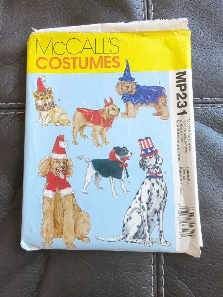 McCalls P231 Sewing Pattern Costumes For Pets Dogs Uncle Sam Santa Devil UNCUT - $9.49