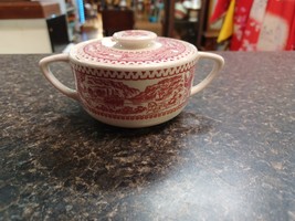 Vtg 1965 Royal Ironstone Memory Lane Red &amp; White Sugar Bowl Replacement - $14.84