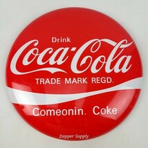 Coca-Cola Button Sign 12&quot; Red White Comeonin Repro Tin Wall Decor Coke - $922.49 MXN