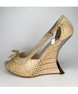 Vintage Dior Raf Simons 38.5 Beige Leather Suede Platform Heels - $285.12