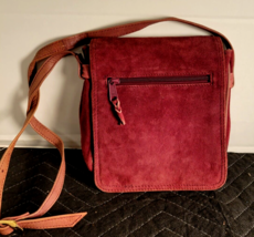 Vintage RR Red Suede Shoulder Handbag Organizer - £14.91 GBP