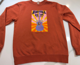 DISCONTINUED WOODSTOCK 2024 COLLECTOR ITEM WARM ORANGE SWEATSHIRT MENS S... - $23.79