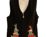 Merry Bright Size M Cat &amp; Dog Embroidered Ugly Christmas Sweater Vest Gr... - £12.01 GBP