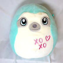 Squishmallow Sloth Valentines Squad Aqua Teal Heart X0 XO On Belly Stuffed - £8.21 GBP
