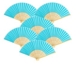 THY COLLECTIBLES Pack of 6 Handheld Paper and Bamboo Folding Fans for Wedding Pa - $10.99