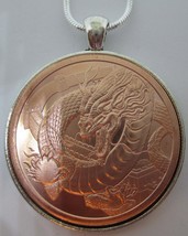 The Chinese Dragon 1 Oz Copper Round Sterling Silver Necklace - £17.94 GBP