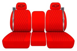 Front seat covers Fits 99-06 Chevy Silverado 40-20-40 Red with diamond stitch - £93.96 GBP