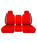 Front seat covers Fits 99-06 Chevy Silverado 40-20-40 Red with diamond stitch - $119.99