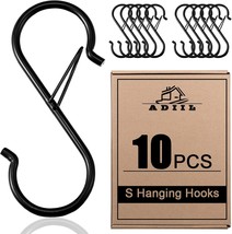 10 Pack S Hooks for Hanging with Safety Buckle, Heavy Duty Metal S Shape... - $9.90