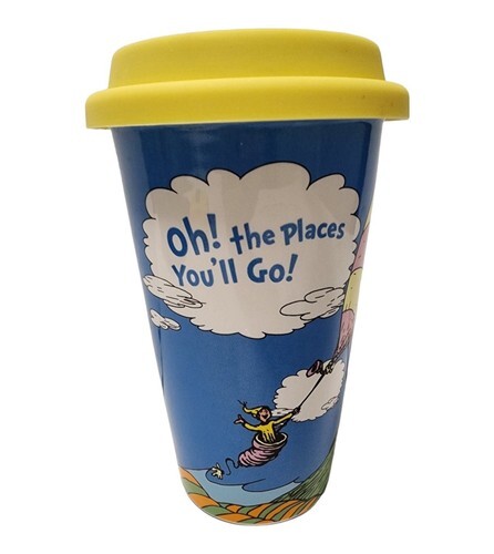 Dr. Seuss &#39;Oh! The Places You&#39;ll Go&#39; Ceramic Cup Tumbler With Lid - $11.96