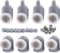 Queta 8Pcs X Shower Door Rollers(4Xtop+4Xbottom+Screw+Cover Caps), Shower Door - £20.31 GBP