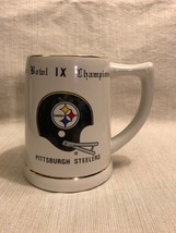 1975 Pittsburgh Steelers Super Bowl IX Ceramic Commemorative Stein Gold Trim - £38.93 GBP