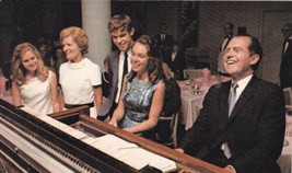 Richard Nixon Playing Piano with Wife and Children Campaign Postcard C34 - £2.39 GBP