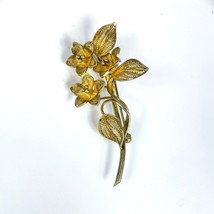 Vintage Gold Plated 800 Silver Filigree Lace Flower Brooch - $34.64