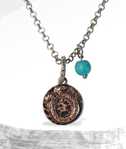 Horseshoe Pendant Silver Tone Chain Necklace w/ Turquoise Charm Adjustab... - £8.73 GBP