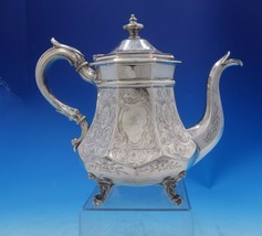 Gelston Treadwell Coin Silver Tea Pot Bright-Cut w/ Japanesque Motifs (#... - £997.71 GBP