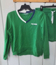 Tommy Hilfiger Sport Women&#39;s Varsity V-Neck Sweatshirt Sz XL Green - £21.77 GBP