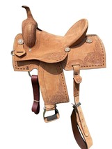 Beautiful Western Barrel Racing Horse Saddle Rough Out Leather - $469.06