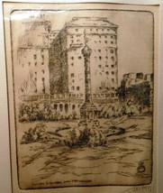Union Square San Francisco Signed Etching 1900's USA Limited edition - $867.16 MXN