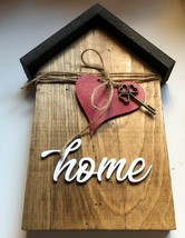 Small House Wood Decor Home with Heart and Key - $14.24