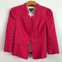 Bebe XS Jacket Pink Linen Cropped Long Sleeve Hook Close Blazer Elizabet... - $41.61