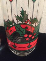 Vintage 70s Stained glass holly Christmas cocktail glasses image 2