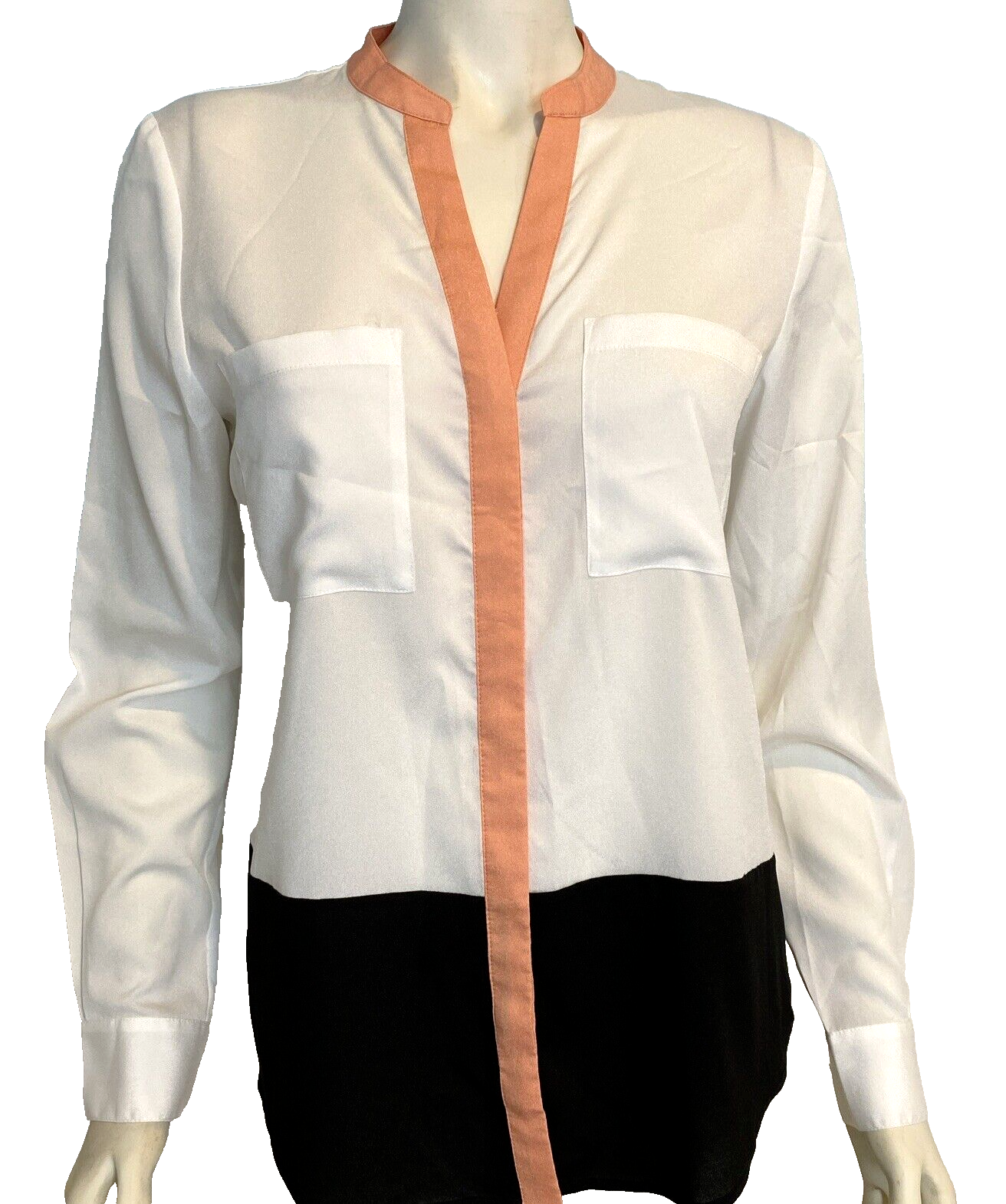 Ivanka Trump Women&#39;s Button Up Blouse White Color Block Medium - $14.24