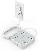 Flat Extension Cord 10 ft Ultra Thin Power Strip Under Carpet with 3 USB Wall Ch - £42.34 GBP