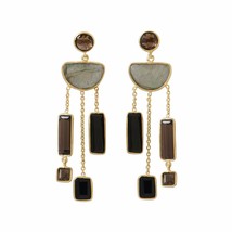 6.50 Ct Multi Stones Chandelier Post Earrings Wedding Gift 64mm Long 14K Gold Fn - £179.31 GBP