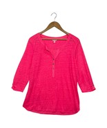 Lilly Pulitzer Shirt Womens Large Linen V Neck Henley Button Lightweight... - $52.81 CAD