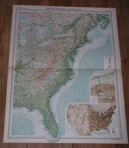 1922 Vintage Map Of Eastern United States New York Florida Niagara Falls - £16.68 GBP