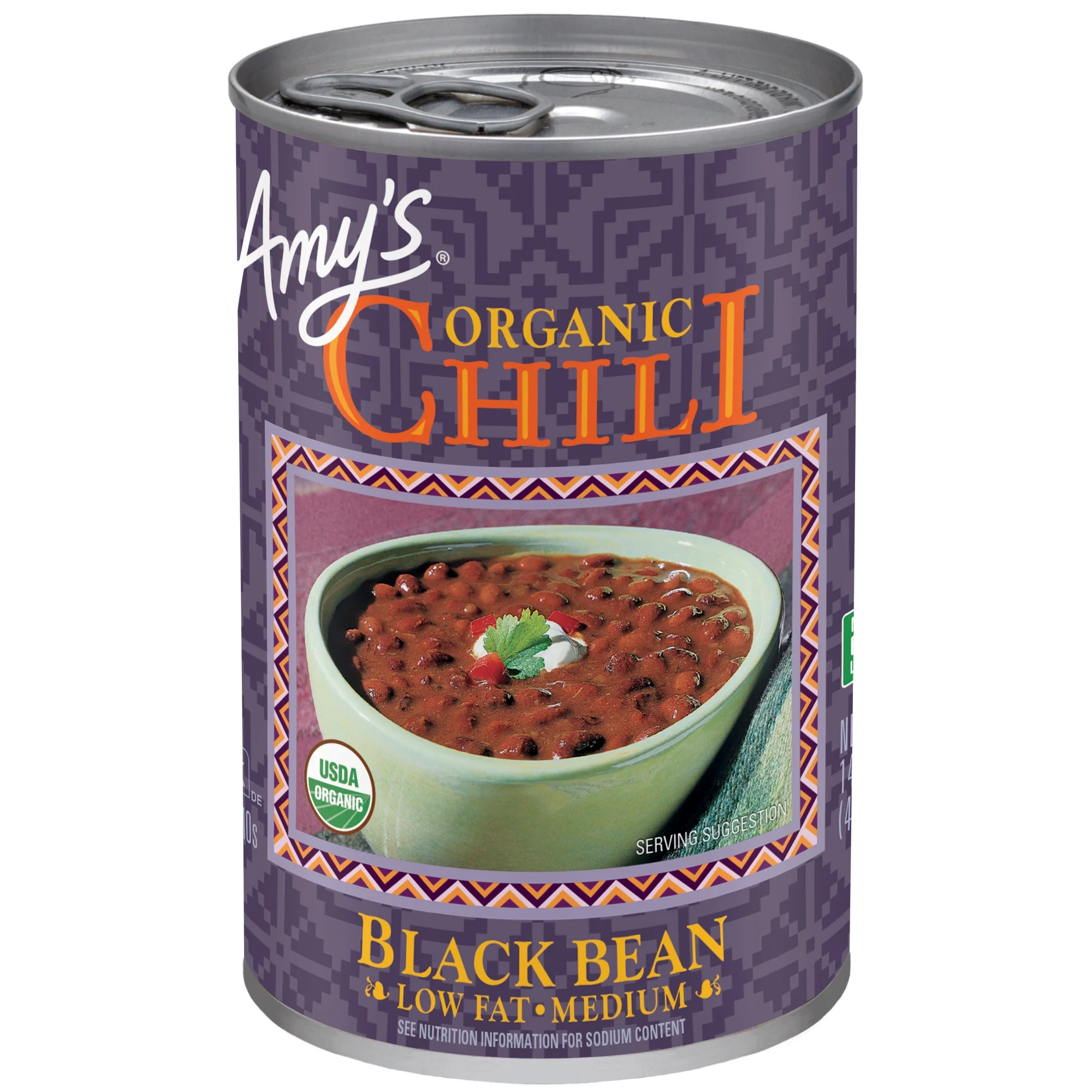 Amy s kitchen organic medium black bean chili low fat 14 7oz canned chili  thumb200