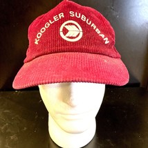 Vintage Koogler Suburban Corduroy Trucker Hat Cap Red Waste Management Logo 80s - £27.60 GBP