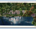 Lake Susan Assembly Inn Night Videw Montreat NC UNP Linen Postcard O3 - $3.91