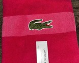 Lacoste ~ Hot Pink Bath Towel 100% Cotton 30&quot; x 52&quot; Big Crocodile Logo (B) - £22.85 GBP
