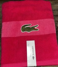 Lacoste ~ Hot Pink Bath Towel 100% Cotton 30&quot; x 52&quot; Big Crocodile Logo (B) - £22.85 GBP