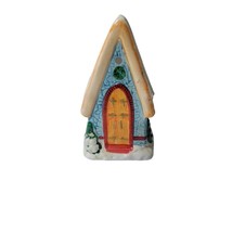 JSNY Holiday Village Ceramic Candle Holder Hand Painted Church  - $14.24