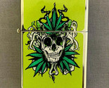 Trippy Skull Green Plant Art Flip Top Dual Torch Lighter Wind Resistant - $16.78