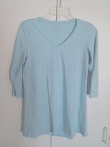 PURE JILL THIN BLUE 3/4-SLEEVE SHIRRED BACK TUNIC-XS-BARELY WORN-COMFY/C... - £6.03 GBP