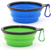 2 Pack Collapsible Dog Bowls Portable Travel Pet Water Food Dishes Blue ... - $8.73