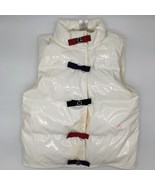 Gymboree Girl&#39;s Winter Penguin Bow Button White Shiny Puffer Vest size 5-6 - $7.99