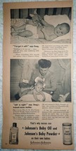 Johnson’s Baby Oil &amp; Powder Mother &amp; Baby 1940s Magazine Print Advertisement Art - £4.73 GBP