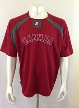 NSA Canada Slo-Pitch Men&#39;s Large Red Gray Short Sleeve Crew Neck Jersey - £7.03 GBP