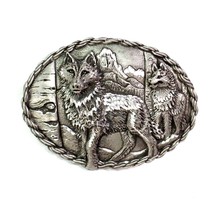 Men&#39;s Belt Buckle Wolf Mountains EJC 1995 Vintage Made In USA Oval  - £26.62 GBP