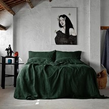 Cotton Duvet Cover in Emerald Green/Stonewashed Linen Bedding/Soft Cotto... - £27.25 GBP+
