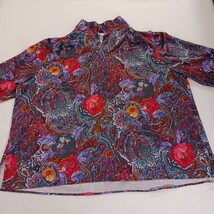 Vintage Floral Blouse Top Notch Long Sleeve Collared Shirt Women’s Chest 59" image 12