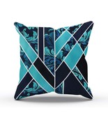 Teal navy CaliTime Throw Pillow Case 18x18&quot; Canvas beach Geometric Stripe - £4.60 GBP