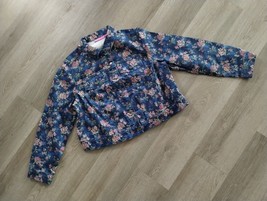 New NWOT Woman Within Button Up Jacket Womens Sz 12W Blue Floral Denim Stretch - £11.73 GBP