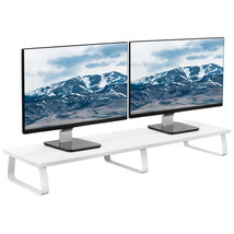 VIVO White Wood 39" Wide Desktop Stand Ergonomic TV Monitor Riser Desk Organizer - £59.28 GBP