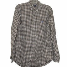 Polo Ralph Lauren Shirt Size Large Brown Blue White Check Mens Button Front - £15.81 GBP